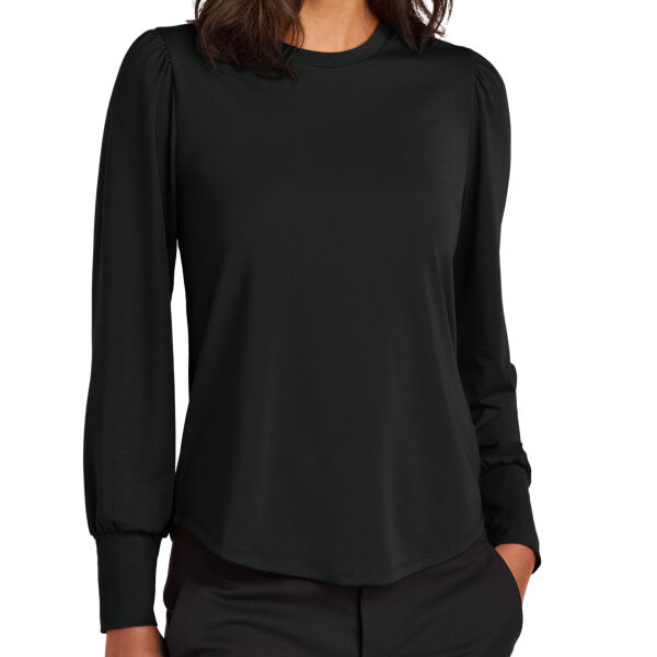 Women's Stretch Jersey Long Sleeve Blouson Top Thumbnail